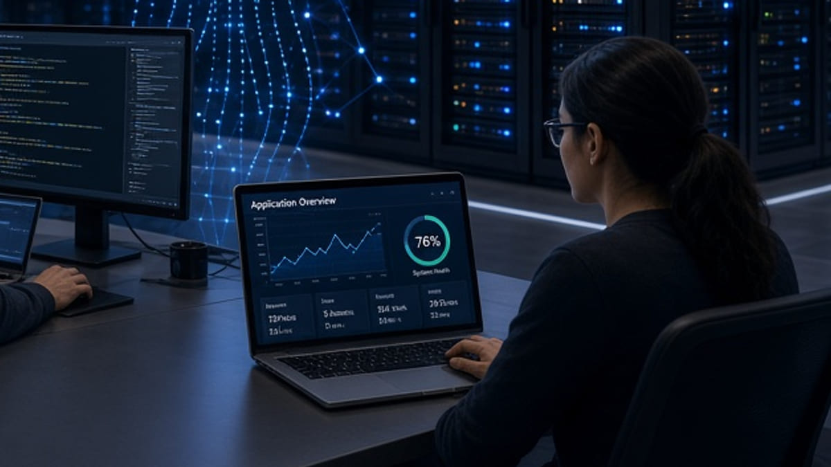 Kỹ sư theo dõi trạng thái máy chủ VPS trên bảng giám sát hạ tầng